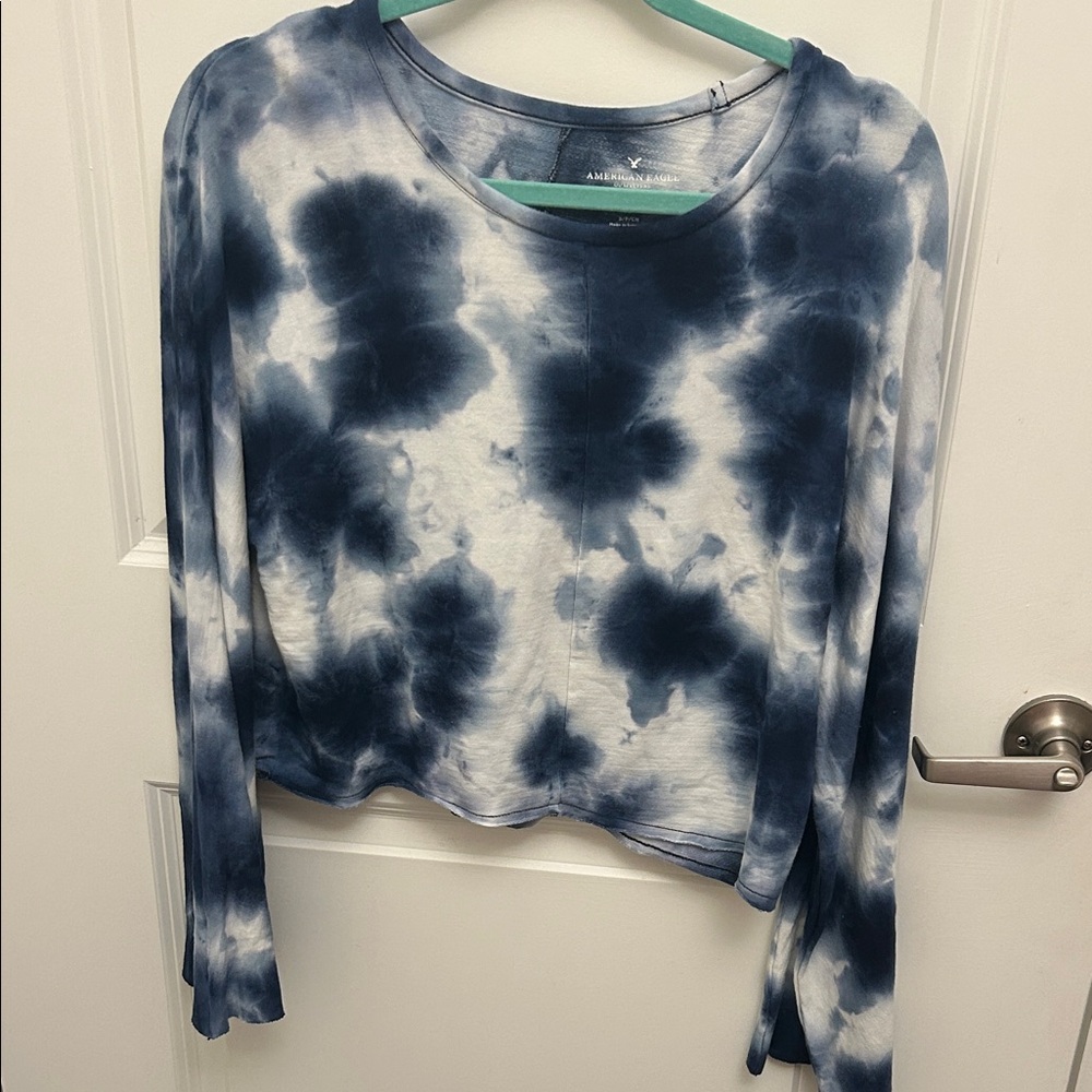 American Eagle Outfitters Navy Tie-Dye Crop Top